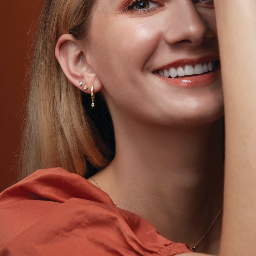 Round Turquoise 3 Prong Stud Earrings 