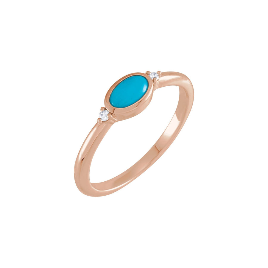 Oval Turquoise & Diamond Ring Rose Gold