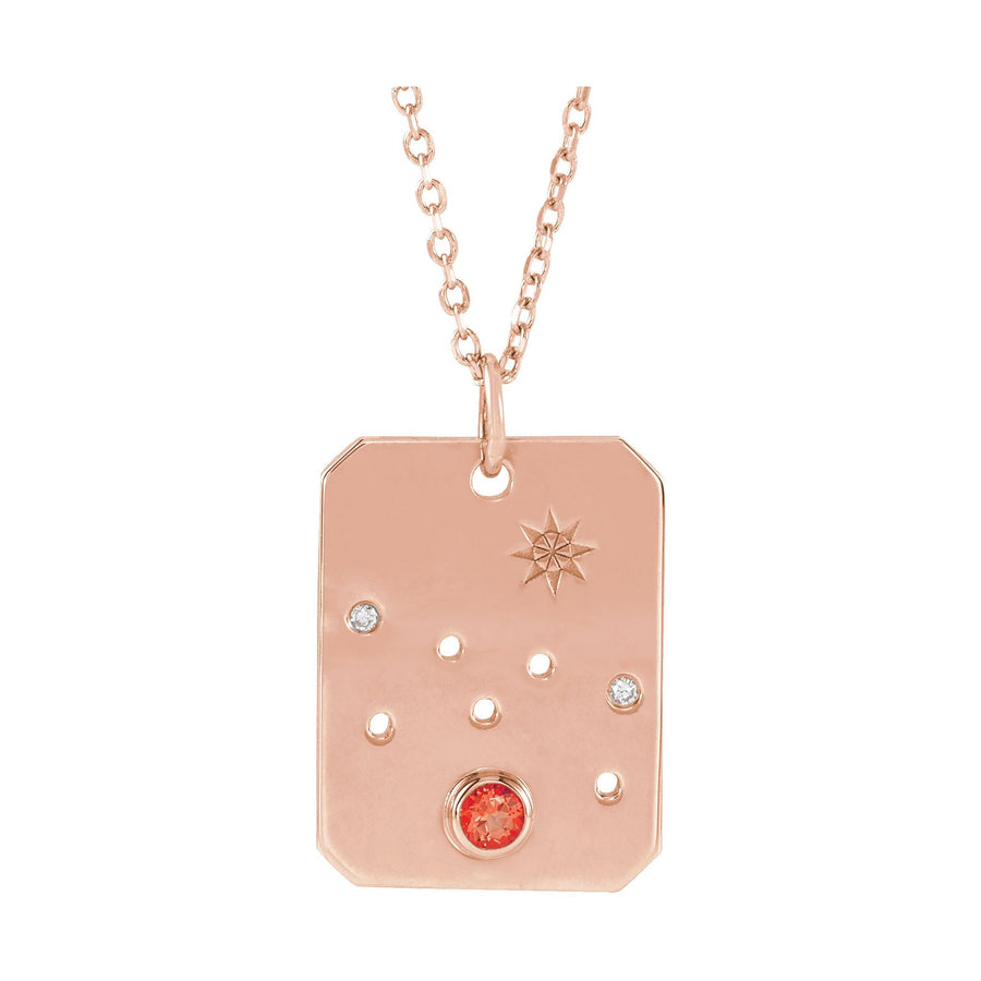 Zodiac and Constellation Diamond Dog Tag Necklace Rose Gold: Taurus 