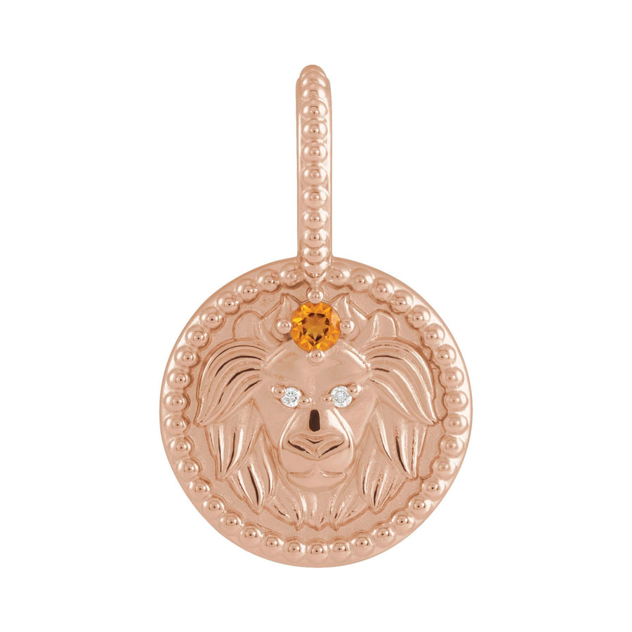 Gold and Diamond Zodiac Charm Leo Rose Gold