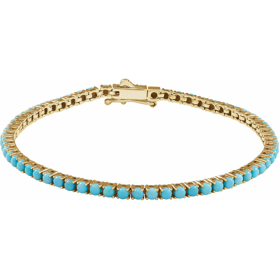 Turquoise Tennis Bracelet Yellow Gold