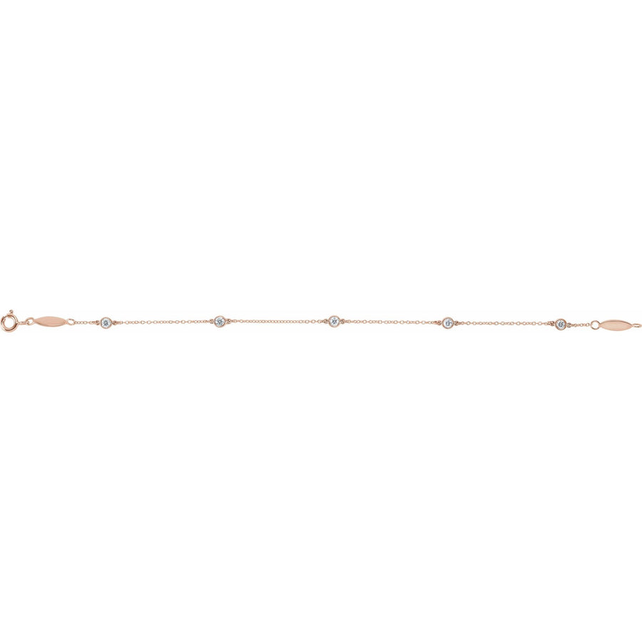 Diamond Bezel-Set Station Bracelet Rose Gold