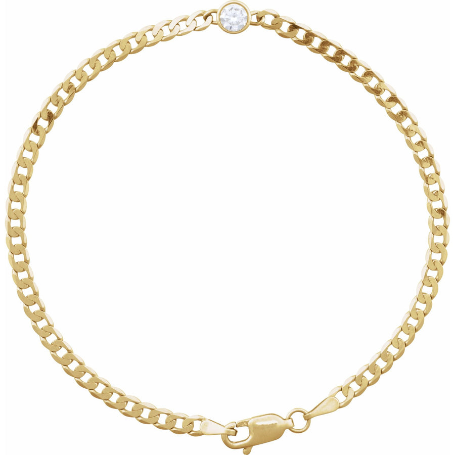 14k Yellow Gold Diamond Solitair Cuban Bracelet