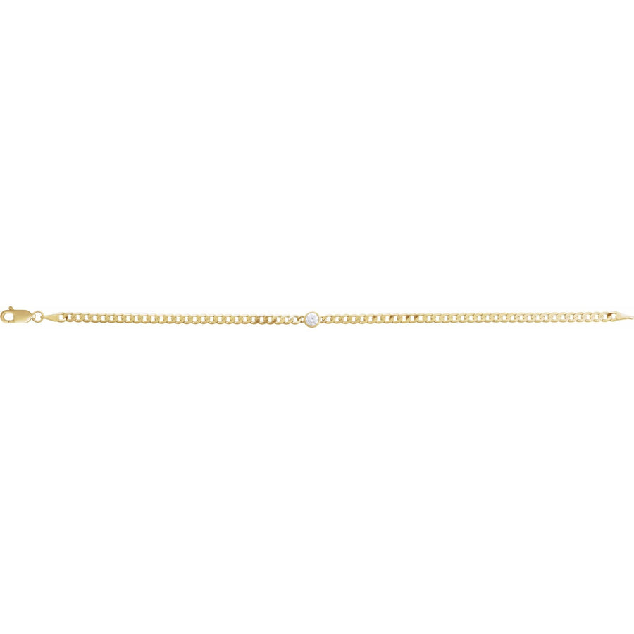 14k Yellow Gold Diamond Solitair Cuban Bracelet