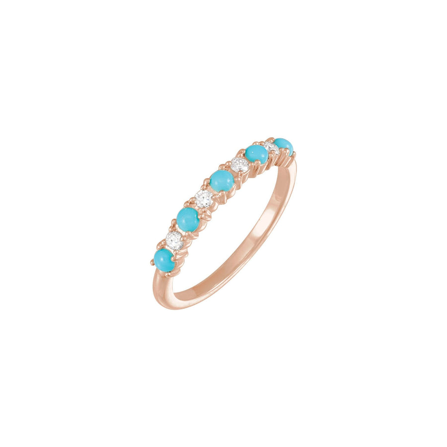 Gold Turquoise & Diamond Stackable Ring Rose Gold