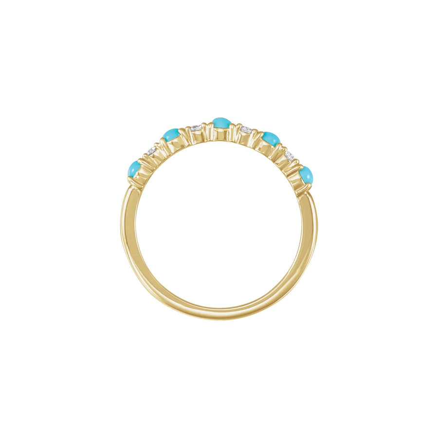 Gold Turquoise & Diamond Stackable Ring Yellow Gold