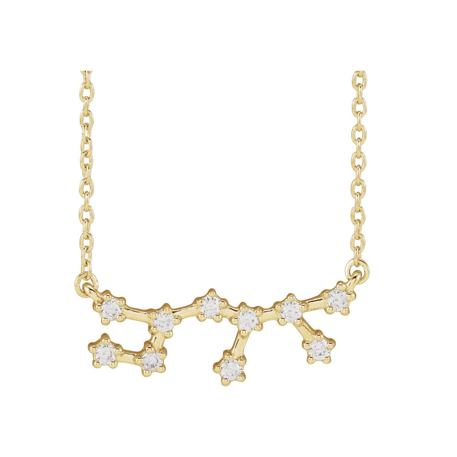 Diamond Zodiac Constellation Necklace Yellow Gold: Sagittarius  