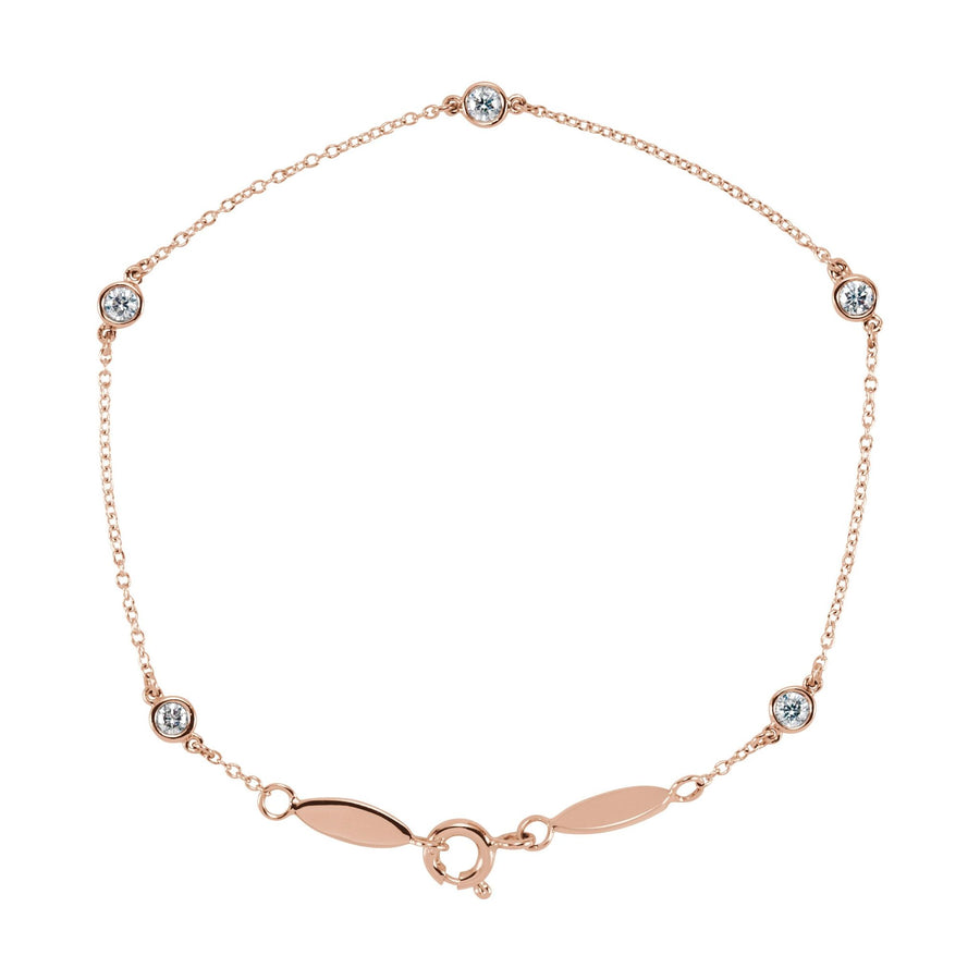 Diamond Bezel-Set Station Bracelet Rose Gold