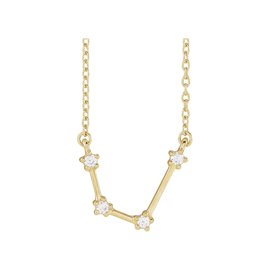 Diamond Zodiac Constellation Necklace Yellow Gold: Aquarius 