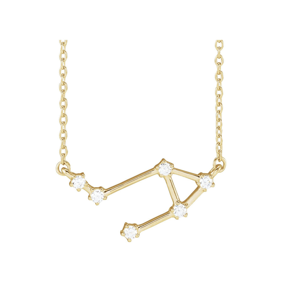 Diamond Zodiac Constellation Necklace Yellow Gold: Libra 