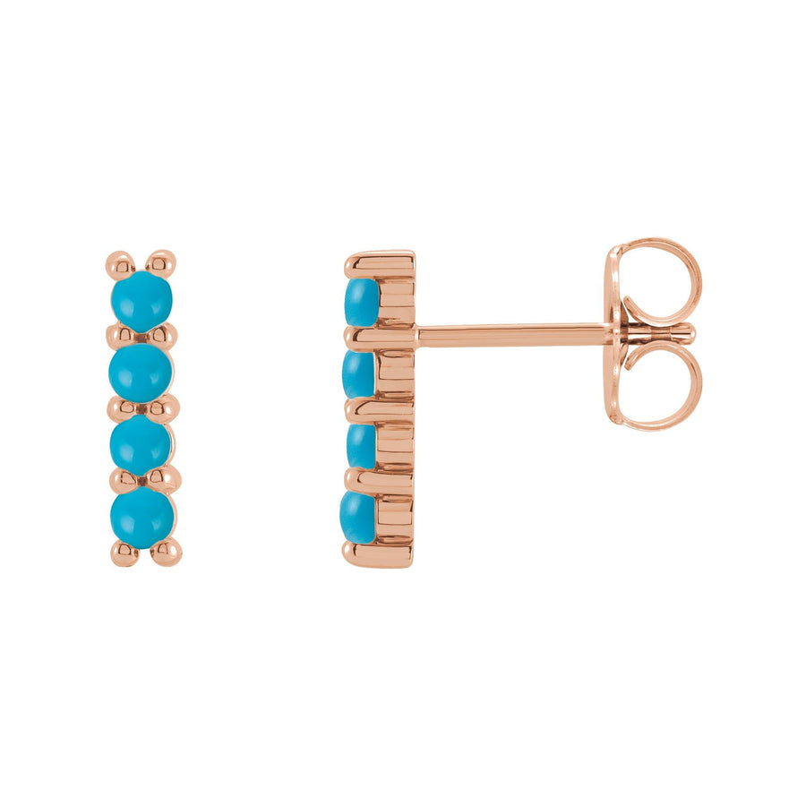 Gold Turquoise Bar Earrings Rose  Gold