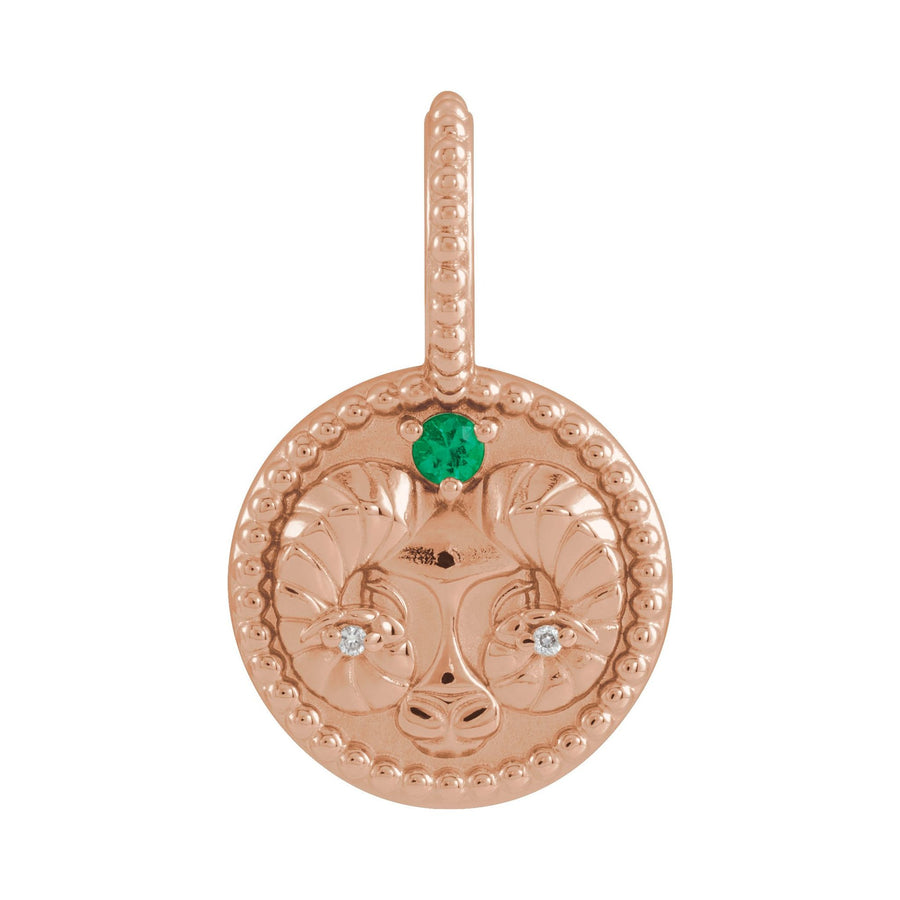 Gold and Diamond Zodiac Charm Aries Rose Gold