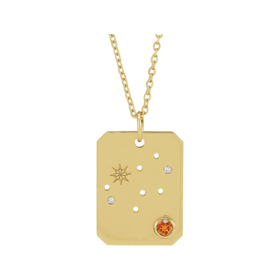 Zodiac and Constellation Diamond Dog Tag Necklace Yellow Gold: Virgo  