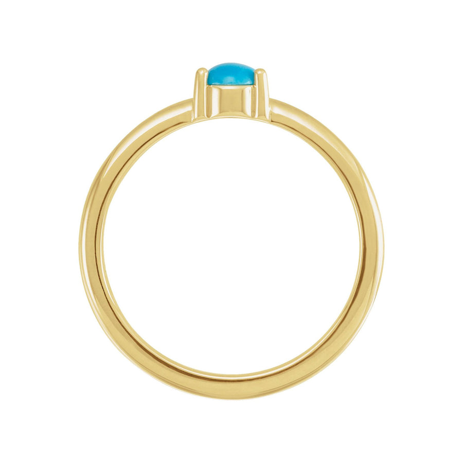 Round Turquoise 3 Prong Solitare Ring Yellow Gold