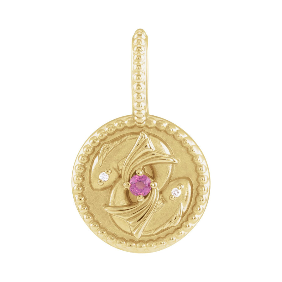 Gold and Diamond Zodiac Charm Pisces Yellow Gold