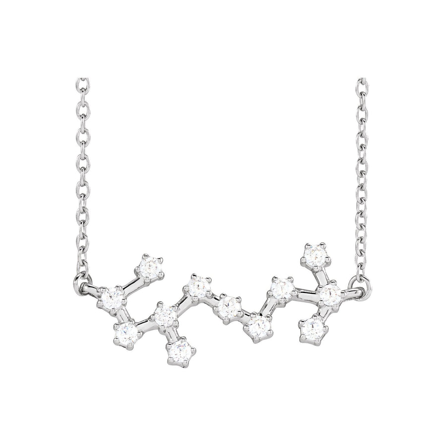 Diamond Zodiac Constellation Necklace White Gold: Scorpio