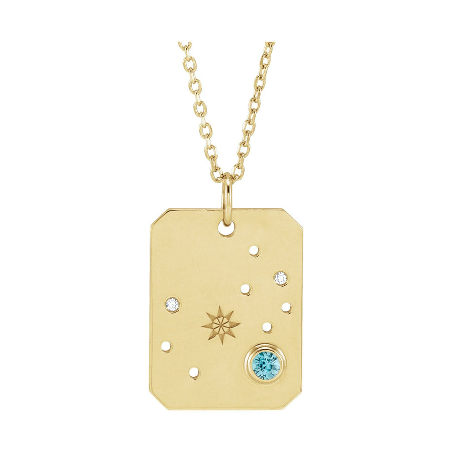 Zodiac and Constellation Diamond Dog Tag Necklace Yellow Gold: Scorpio 