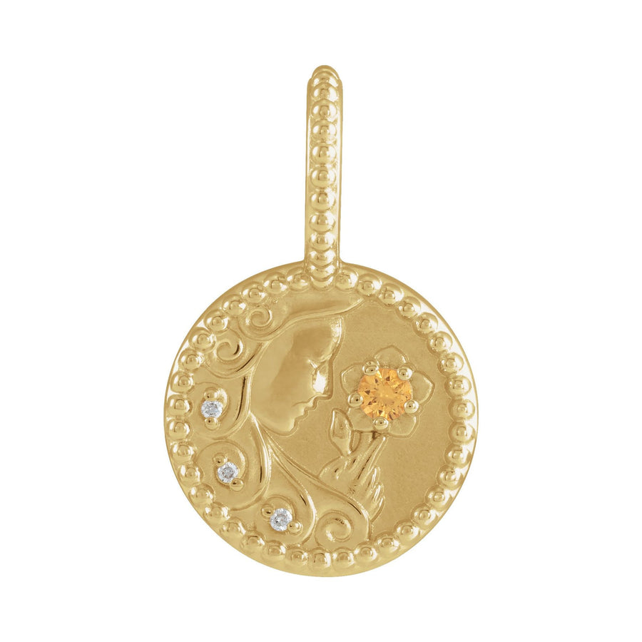 Gold and Diamond Zodiac Charm Virgo Yellow Gold