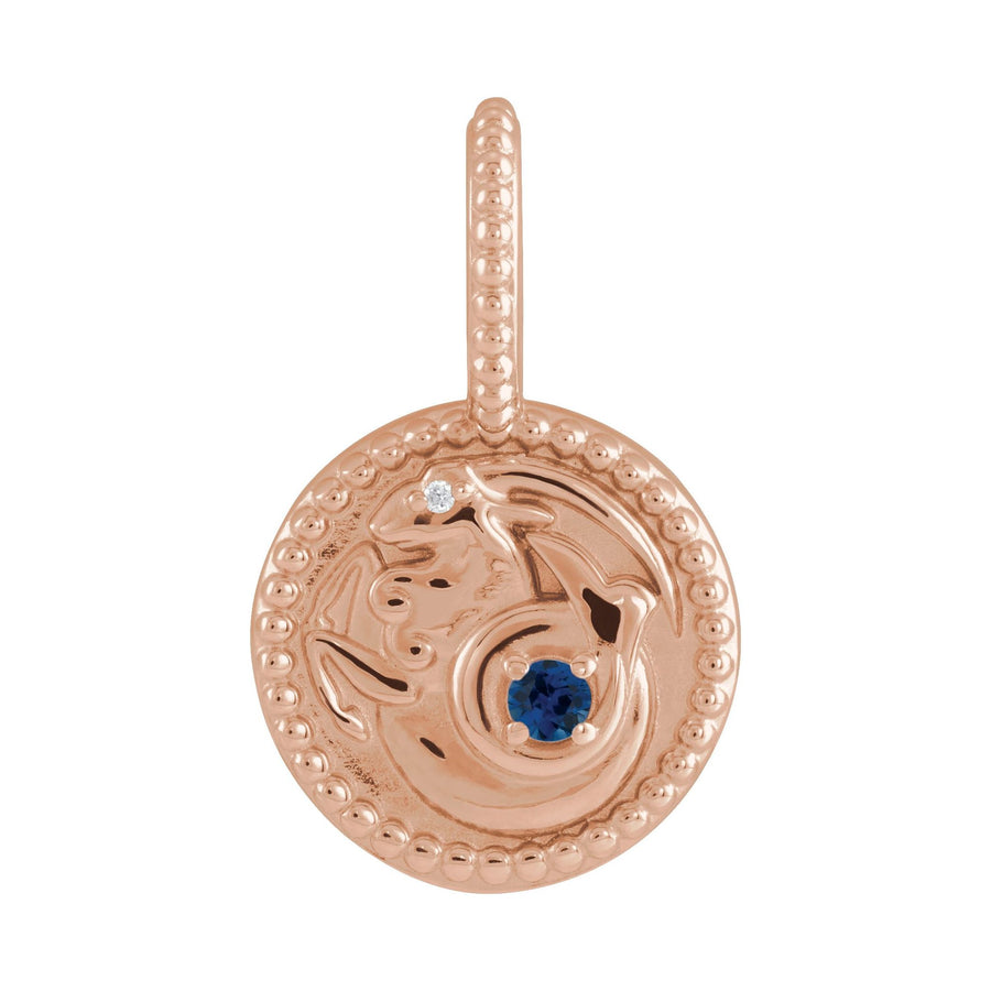 Gold and Diamond Zodiac Charm Capricorn Rose Gold