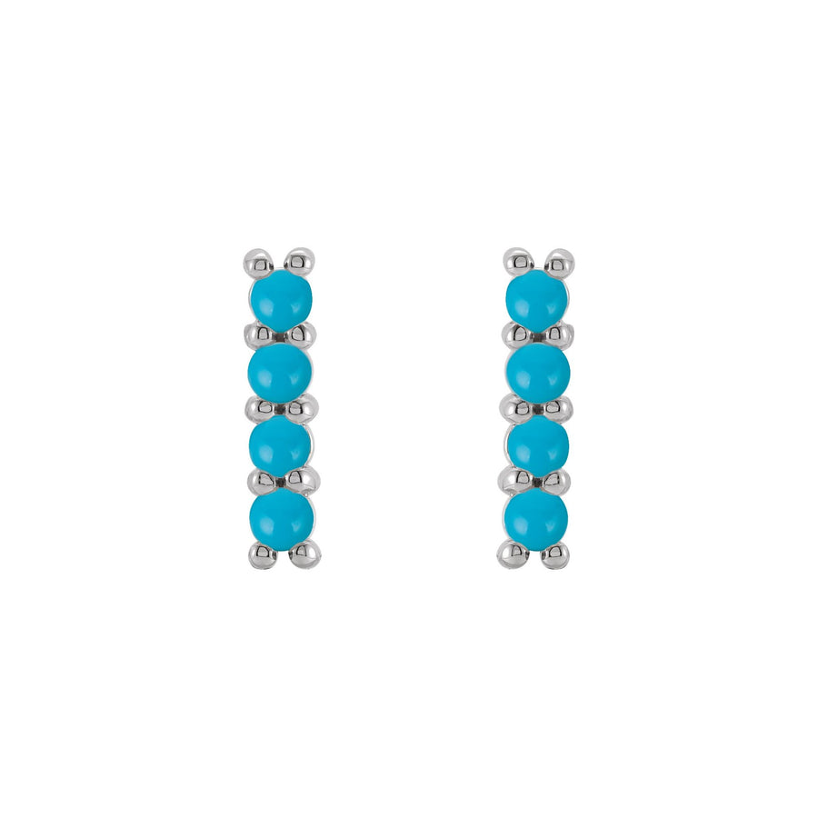 Gold Turquoise Bar Earrings White Gold