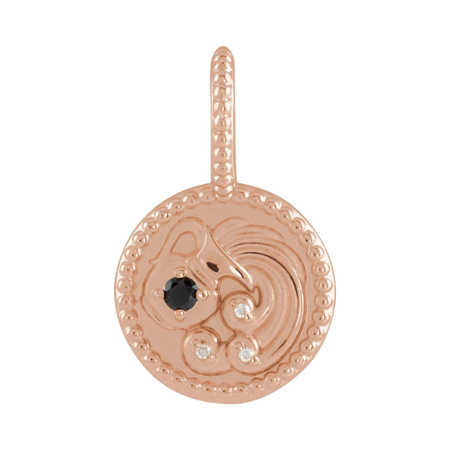 Gold and Diamond Zodiac Charm Aquarius Rose Gold