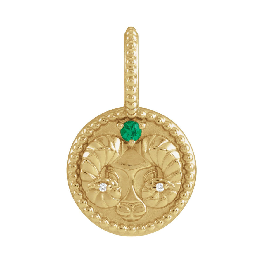 Gold and Diamond Zodiac Charm Aries Yellow Gold