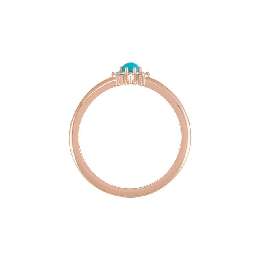 Turquoise & Diamond Halo-Style Ring Rose Gold