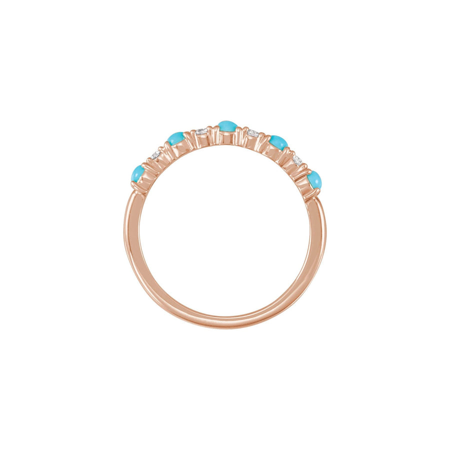 Gold Turquoise & Diamond Stackable Ring Rose Gold