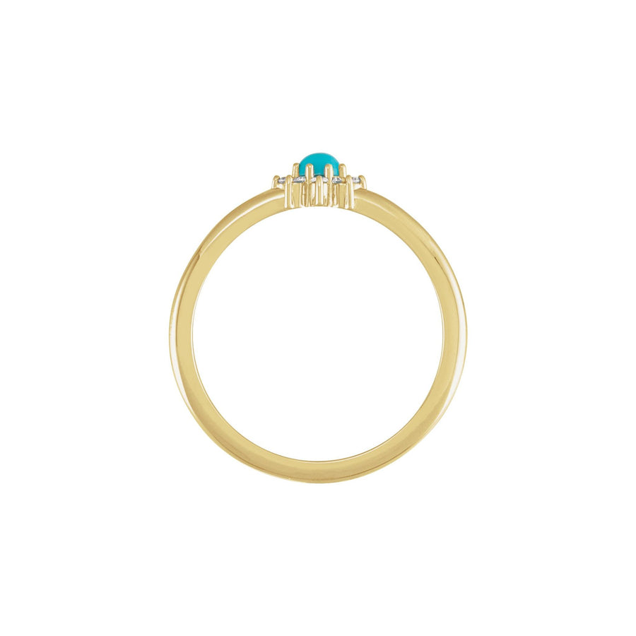 Turquoise & Diamond Halo-Style Ring Yellow Gold