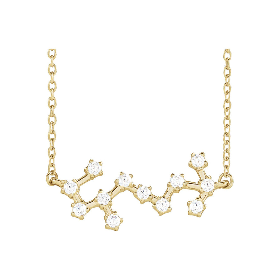 Diamond Zodiac Constellation Necklace Yellow Gold: Scorpio