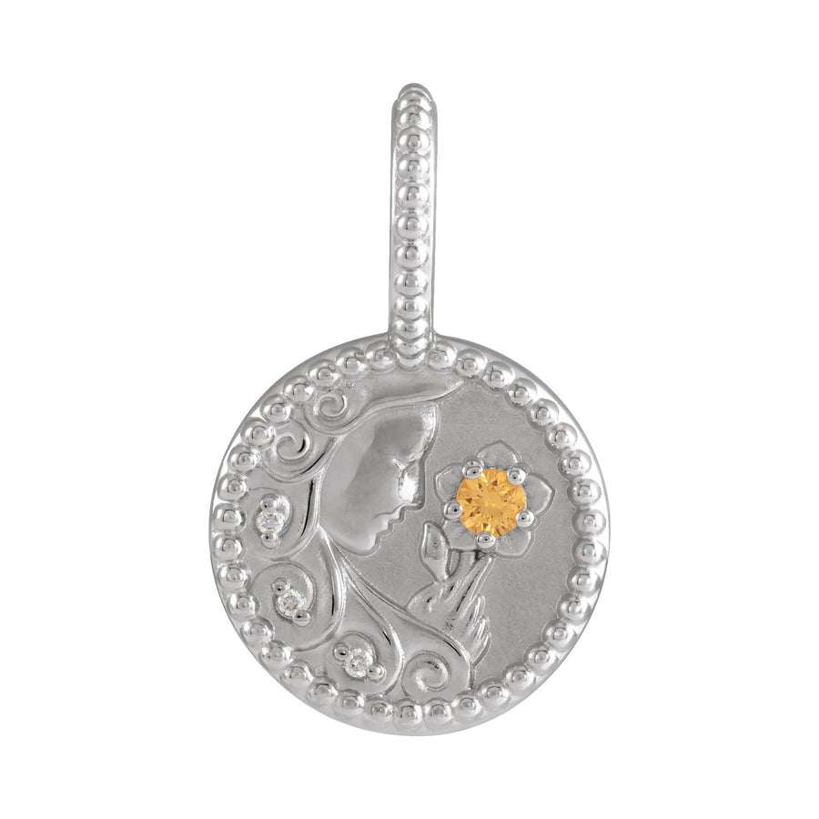 Gold and Diamond Zodiac Charm Virgo White Gold