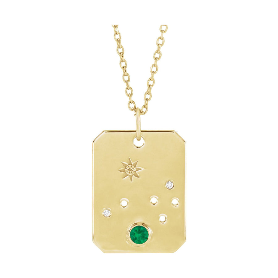 Zodiac and Constellation Diamond Dog Tag Necklace Yellow Gold: Aries