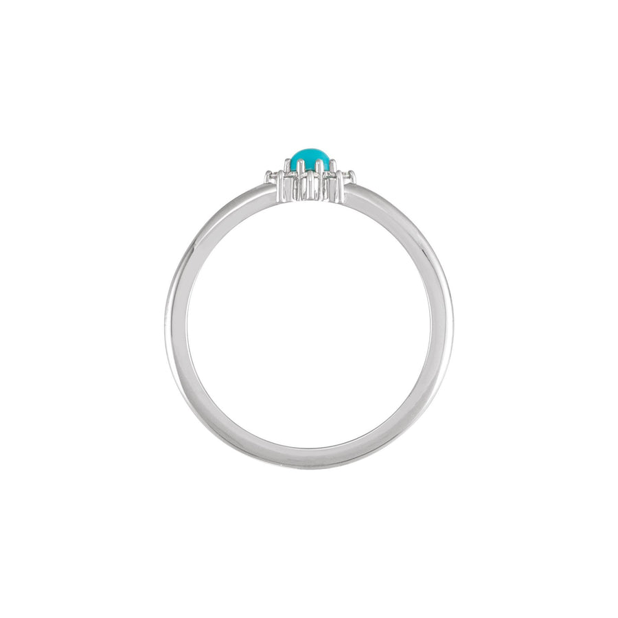 Turquoise & Diamond Halo-Style Ring White Gold