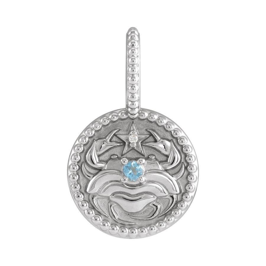 Gold and Diamond Zodiac Charm Cancer White Gold