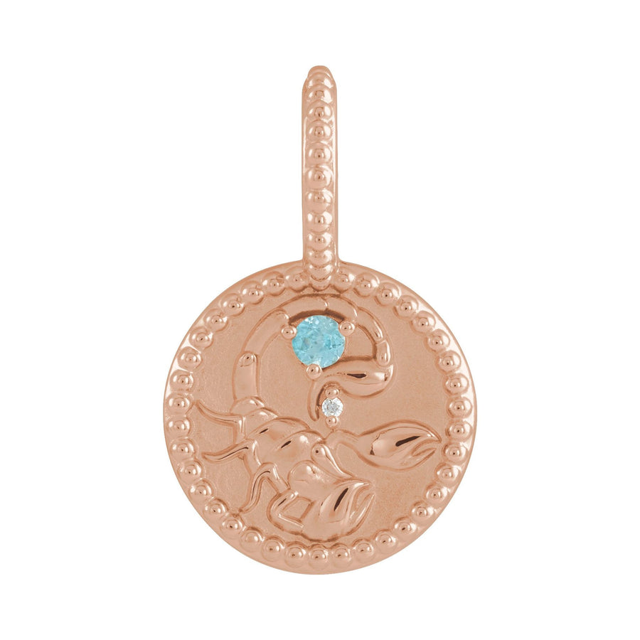 Gold and Diamond Zodiac Charm Scorpio Rose Gold