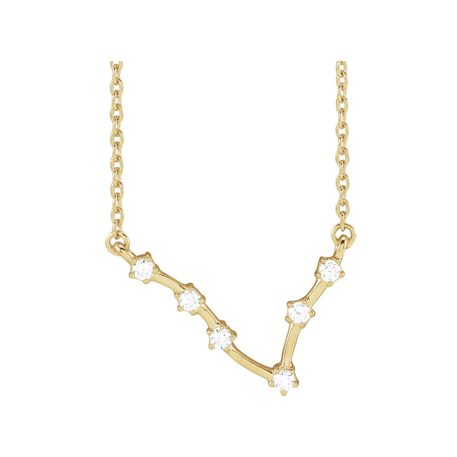 Diamond Zodiac Constellation Necklace Yellow Gold: Pisces 