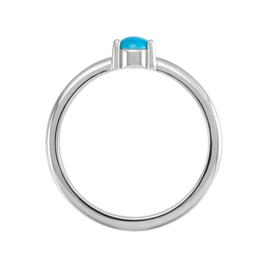 Round Turquoise 3 Prong Solitare Ring White Gold