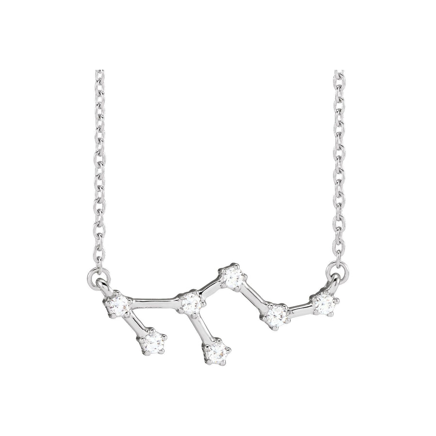 Diamond Zodiac Constellation Necklace White Gold: Leo 