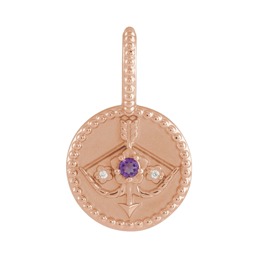 Gold and Diamond Zodiac Charm Sagittarius Rose Gold