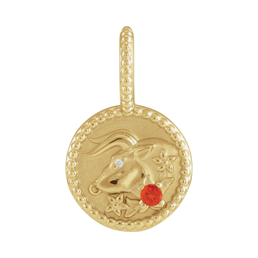 Gold and Diamond Zodiac Charm Taurus Yellow Gold