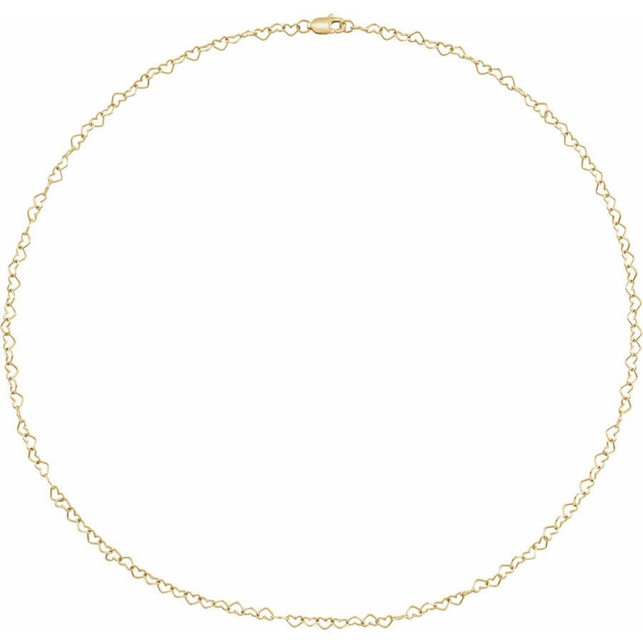 Gold Heart Cable Chain Anklet