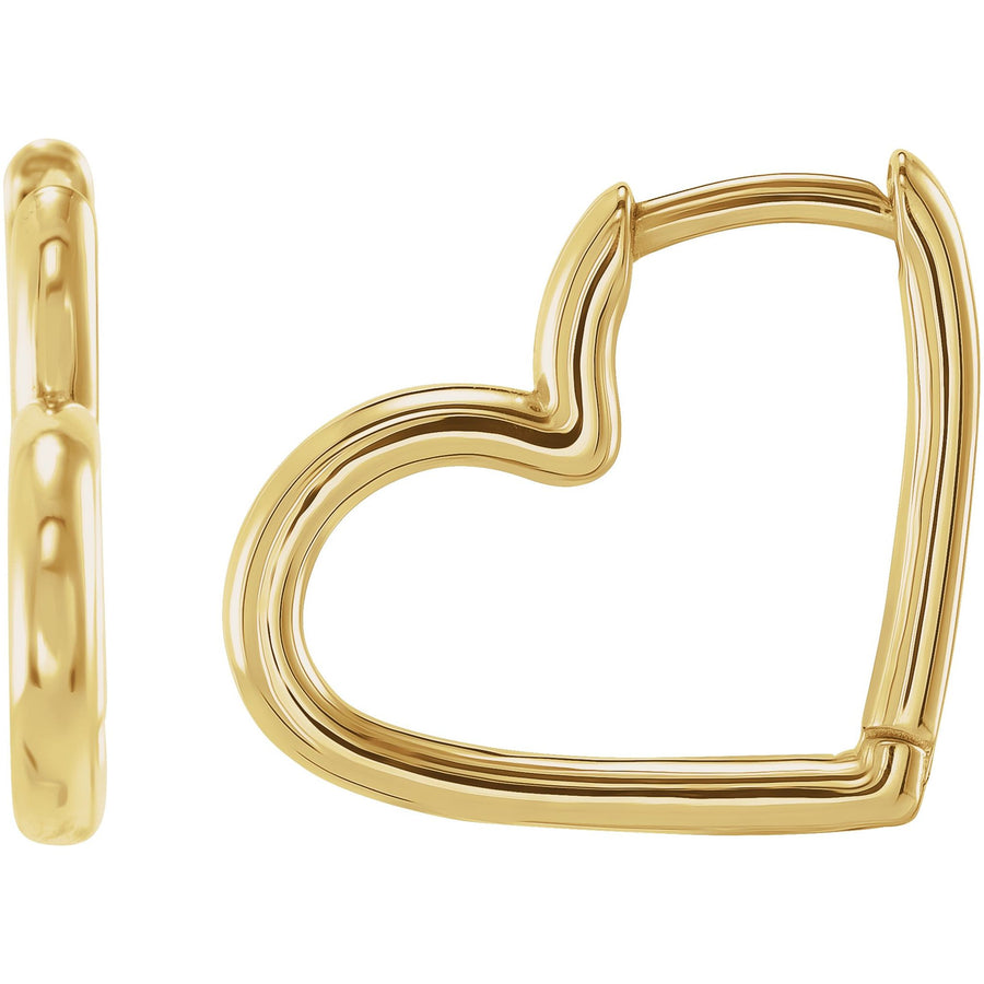 14k Yellow Gold Gold Heart Hoops