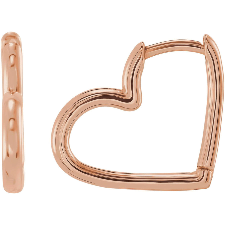 14k Rose Gold Gold Heart Hoops