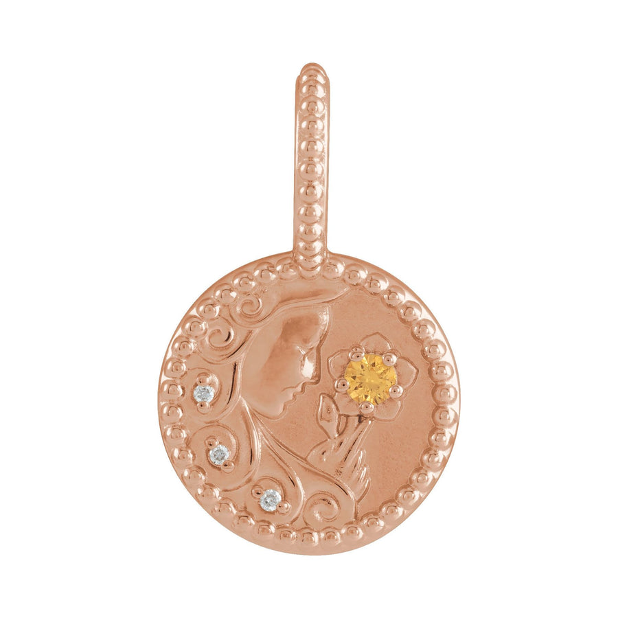 Gold and Diamond Zodiac Charm Virgo Rose Gold