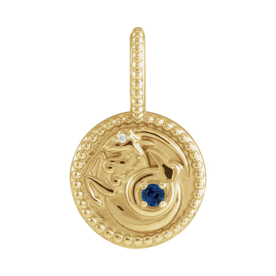 Gold and Diamond Zodiac Charm Capricorn Yellow Gold