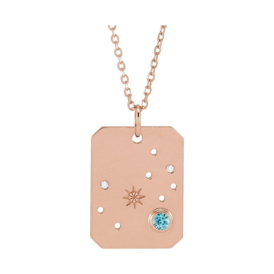 Zodiac and Constellation Diamond Dog Tag Necklace Rose Gold: Scorpio 