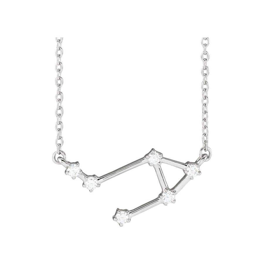 Diamond Zodiac Constellation Necklace White Gold: Libra 