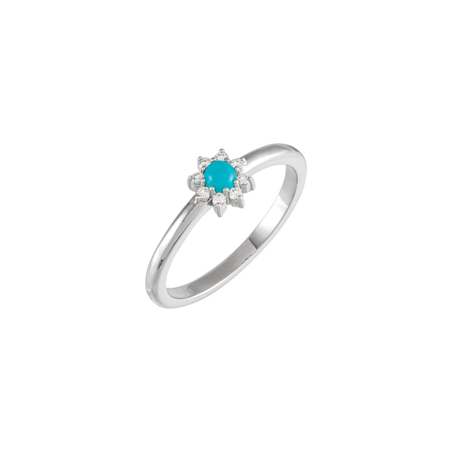 Turquoise & Diamond Halo-Style Ring White Gold