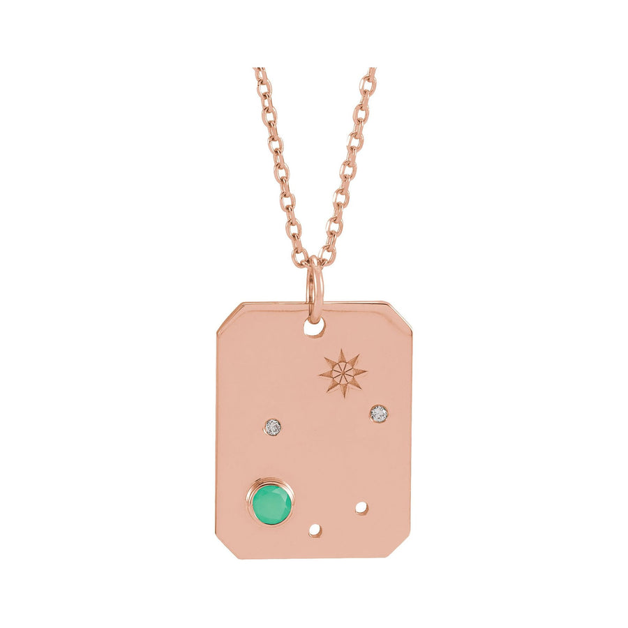 Zodiac and Constellation Diamond Dog Tag Necklace Rose Gold: Libra  