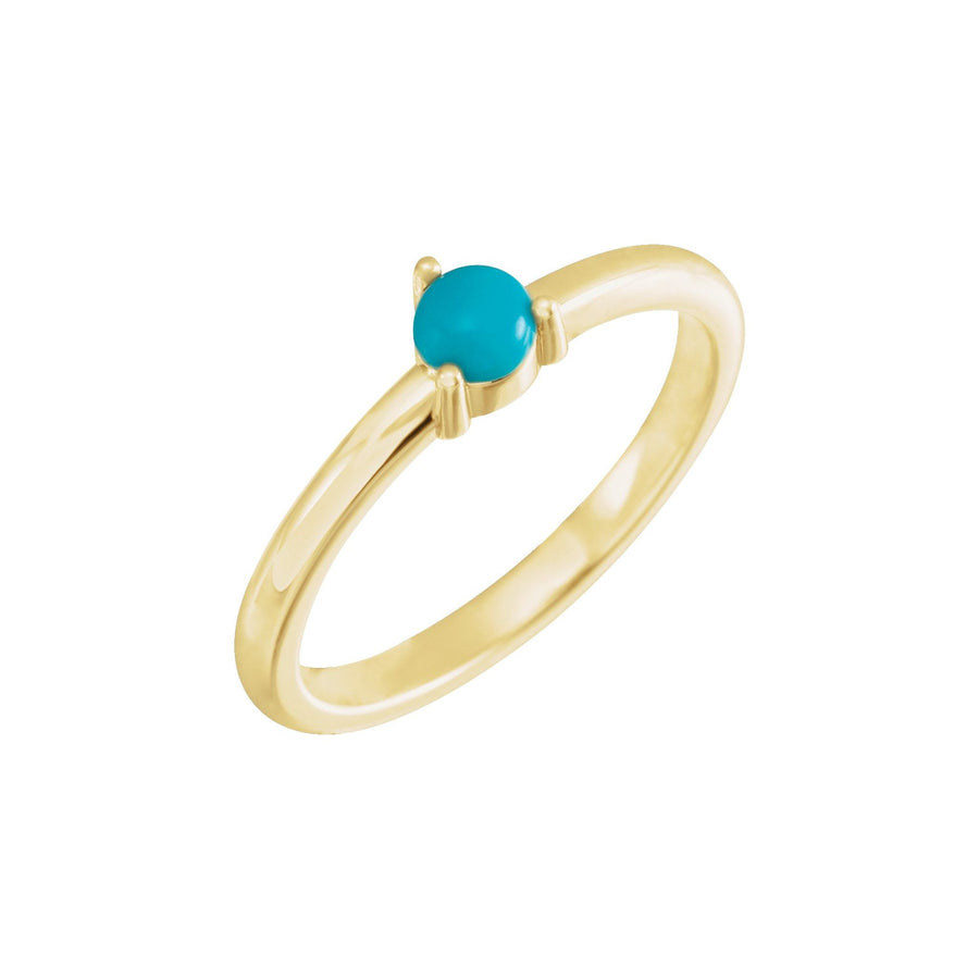 Round Turquoise 3 Prong Solitare Ring Yellow Gold